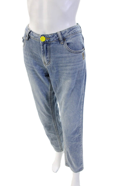 One Teaspoon Unisex Straight Cropped Jeans Light Blue Size 27