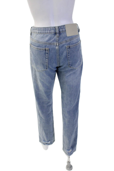 One Teaspoon Unisex Straight Cropped Jeans Light Blue Size 27