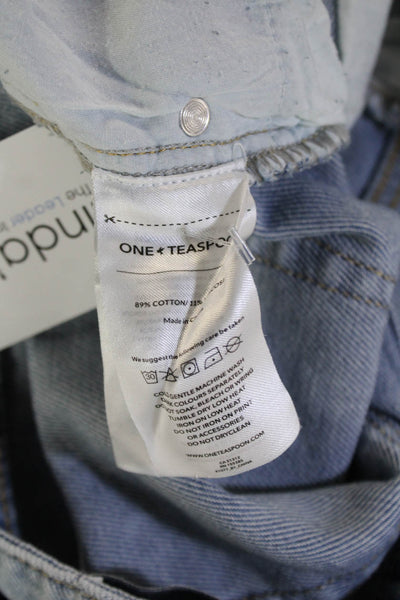 One Teaspoon Unisex Straight Cropped Jeans Light Blue Size 27