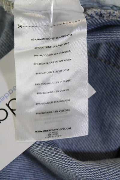 One Teaspoon Unisex Straight Cropped Jeans Light Blue Size 27