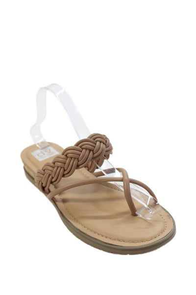 Dolce Vita Women's Toe Loop Braided Straps Cork Wedge Sandals Beige Size 10