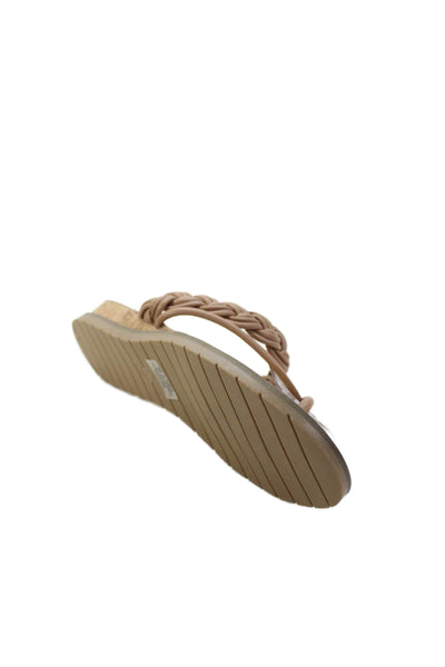 Dolce Vita Women's Toe Loop Braided Straps Cork Wedge Sandals Beige Size 10
