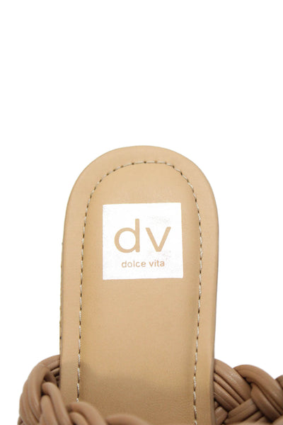 Dolce Vita Women's Toe Loop Braided Straps Cork Wedge Sandals Beige Size 10