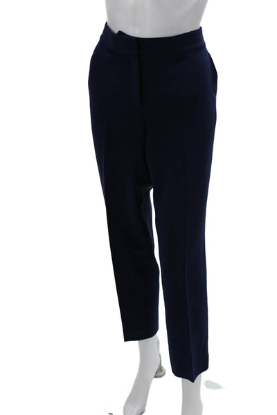 St. John Womens Ankle Dress Pants Dark Blue Viscose Blend Hook & Eye Size 6