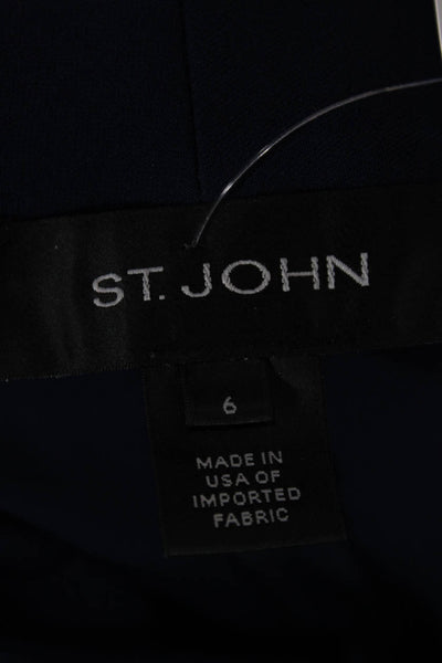 St. John Womens Ankle Dress Pants Dark Blue Viscose Blend Hook & Eye Size 6