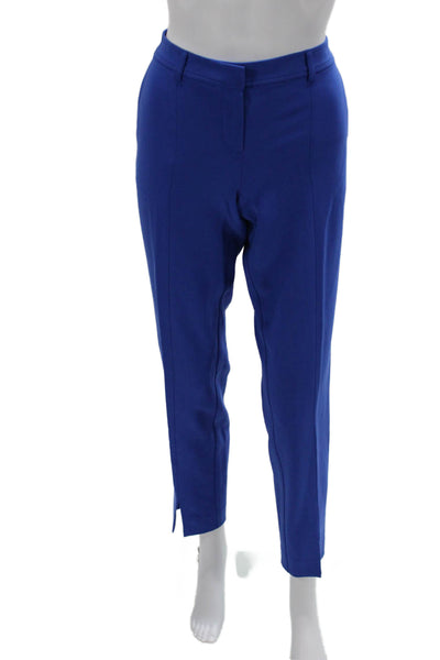 St. John Womens Ankle Dress Pants Blue Triacetate Polyester Hook & Eye Size 2