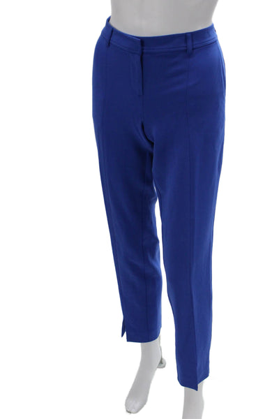 St. John Womens Ankle Dress Pants Blue Triacetate Polyester Hook & Eye Size 2