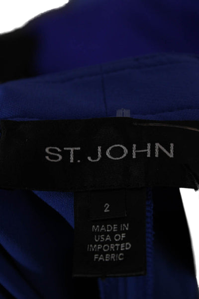 St. John Womens Ankle Dress Pants Blue Triacetate Polyester Hook & Eye Size 2