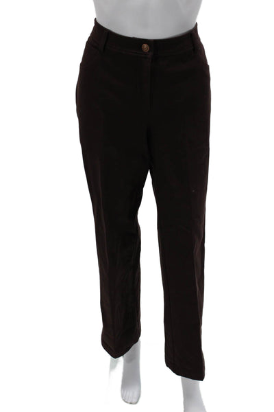 St. John Womens Dress Pants Brown Wool Blend Button Inseam 30 Size 6