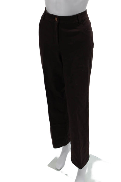 St. John Womens Dress Pants Brown Wool Blend Button Inseam 30 Size 6