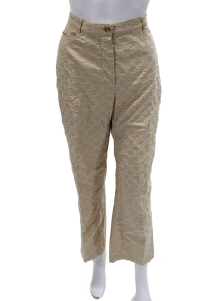 St. John Sport By Marie Gray Women Dress Pants Beige Geometric Button Size 6