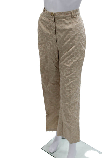 St. John Sport By Marie Gray Women Dress Pants Beige Geometric Button Size 6