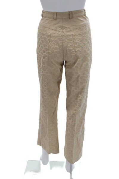 St. John Sport By Marie Gray Women Dress Pants Beige Geometric Button Size 6