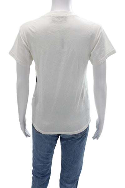 Monogram Women Basic White Crew Neck Graphic T-Shirt Short Sleeve Size XS