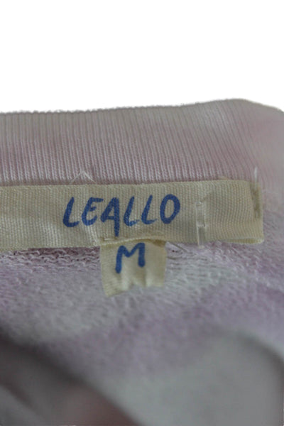 Leallo Womens Pullover Sweatshirt Pink Crew Neck 100% Cotton Size M