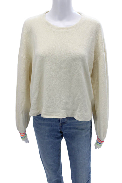 Sundry Unisex Pullover Crew Neck Long Sleeve Beige Modal Cotton Size 1