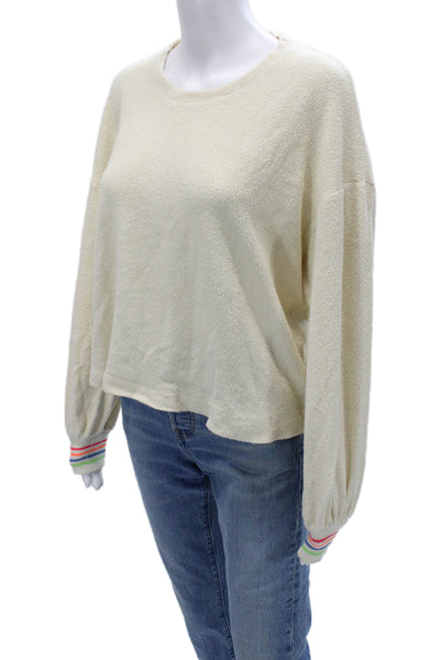 Sundry Unisex Pullover Crew Neck Long Sleeve Beige Modal Cotton Size 1
