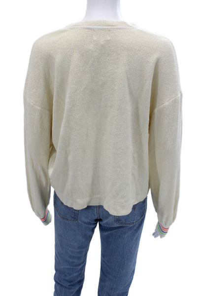 Sundry Unisex Pullover Crew Neck Long Sleeve Beige Modal Cotton Size 1