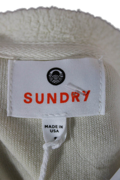 Sundry Unisex Pullover Crew Neck Long Sleeve Beige Modal Cotton Size 1