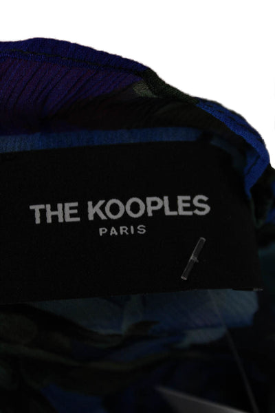 The Kooples Women Blue Floral Long Sleeve Viscose Button Blouse Size 1