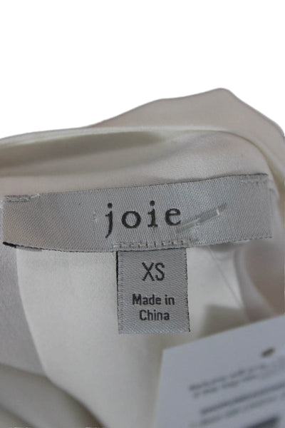 Joie Women Basic White V-Neck Cotton Short Sleeve Blouse Size XS