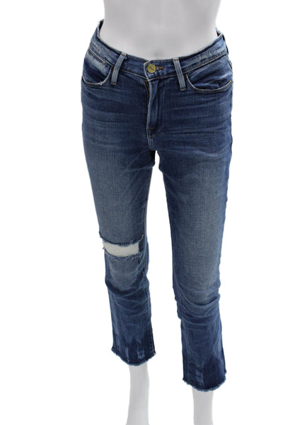 Frame Womens Cropped Straight Jeans Dark Blue High Rise Size 25