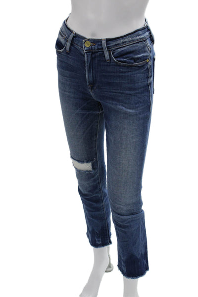 Frame Womens Cropped Straight Jeans Dark Blue High Rise Size 25