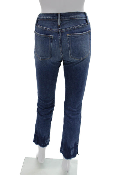 Frame Womens Cropped Straight Jeans Dark Blue High Rise Size 25