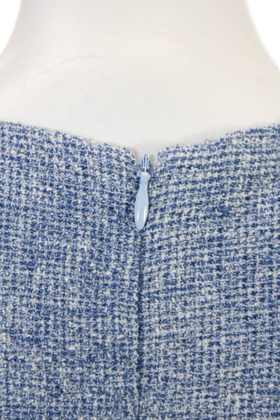 J. Mclaughlin Women Blue Shift Sweater Dress Short Sleeve Mid Calf Size L