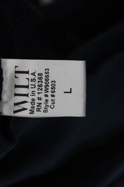 Wilt Women Pullover Mock Neck Sweatshirt Dark Blue Long Sleeve Size L
