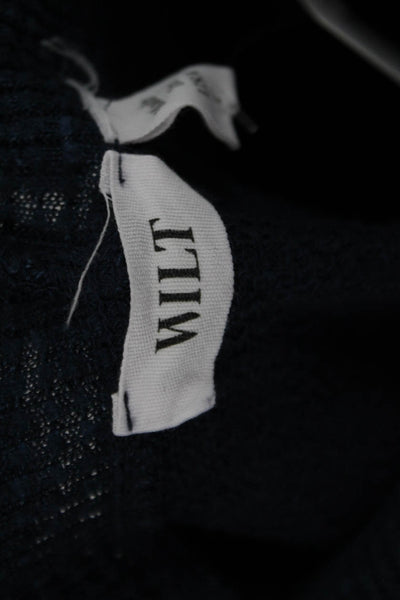 Wilt Women Pullover Mock Neck Sweatshirt Dark Blue Long Sleeve Size L