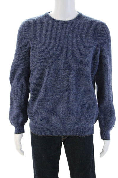 Joseph Abboud Mens Blue Merino Cotton Crew Neck Pullover Sweater Size L