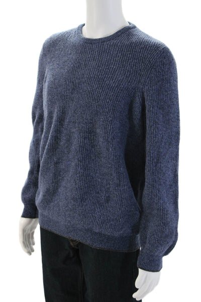 Joseph Abboud Mens Blue Merino Cotton Crew Neck Pullover Sweater Size L