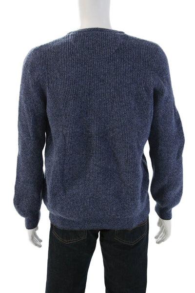Joseph Abboud Mens Blue Merino Cotton Crew Neck Pullover Sweater Size L