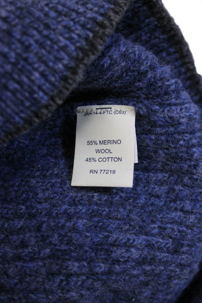 Joseph Abboud Mens Blue Merino Cotton Crew Neck Pullover Sweater Size L