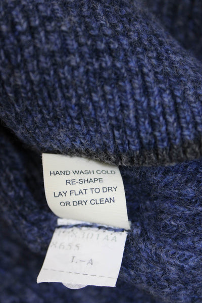 Joseph Abboud Mens Blue Merino Cotton Crew Neck Pullover Sweater Size L