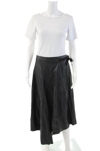 Alysi Women A-Line Wrap Skirt Black Size 8