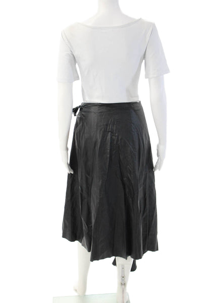 Alysi Women A-Line Wrap Skirt Black Size 8