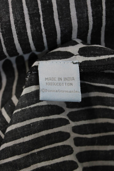 See Design Womens Kaftan Shift Dress Black Geometric Cotton 3/4 Sleeve Size L