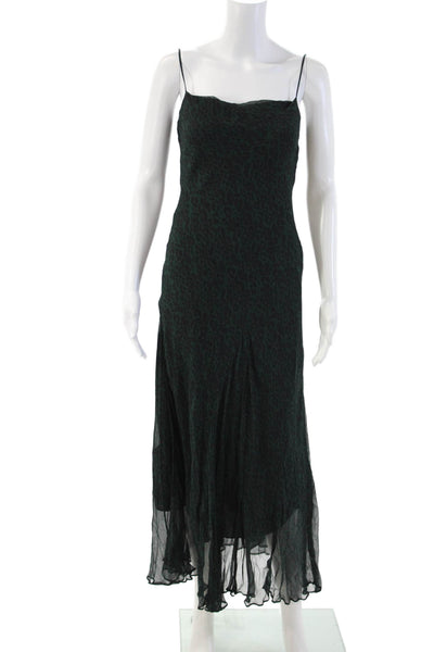 Bec & Bridge Womens Animal Print Slip Midi Dress Black Sleeveless Size 2