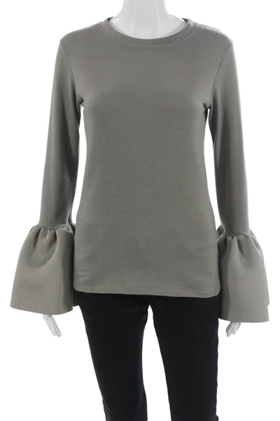 Style Mafia Womens Bohemian Gray Long Sleeve Crew Neck Blouse Polyester Size S