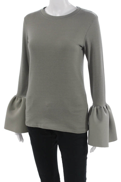 Style Mafia Womens Bohemian Gray Long Sleeve Crew Neck Blouse Polyester Size S