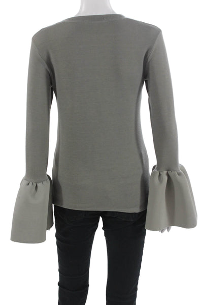 Style Mafia Womens Bohemian Gray Long Sleeve Crew Neck Blouse Polyester Size S