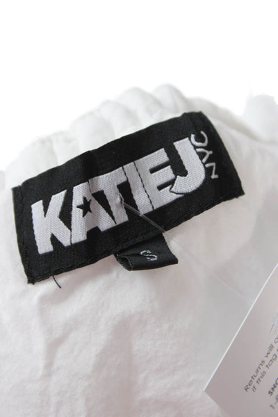 Katie J Women Cropped White Sleeveless Bohemian Blouse Size S