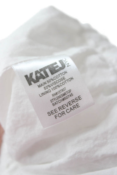 Katie J Women Cropped White Sleeveless Bohemian Blouse Size S