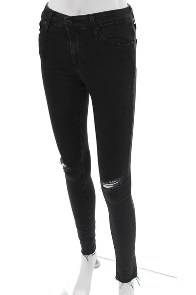 AG Adriano Goldschmied Women Skinny Ankle Black Jeans Mid Rise Size 24