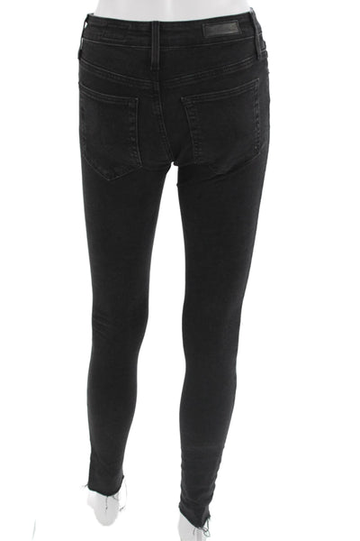AG Adriano Goldschmied Women Skinny Ankle Black Jeans Mid Rise Size 24