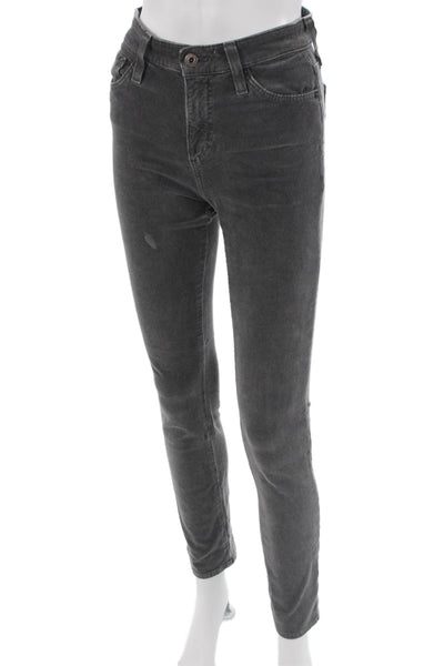 AG-ED Denim Womens Ankle Cropped Dark Gray Mid Rise Jeans Size 24