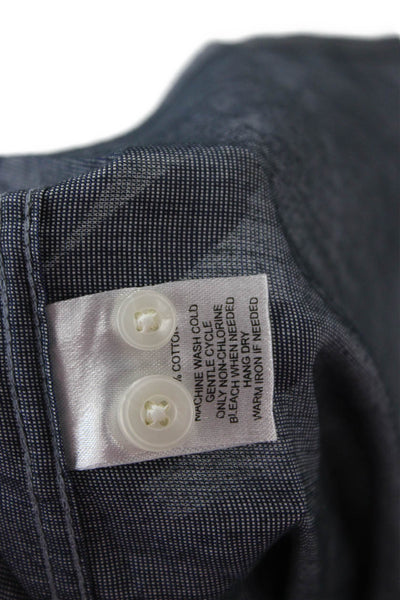 Untuckit Mens Button Front Long Sleeve Collared Pocket Shirt Blue Large