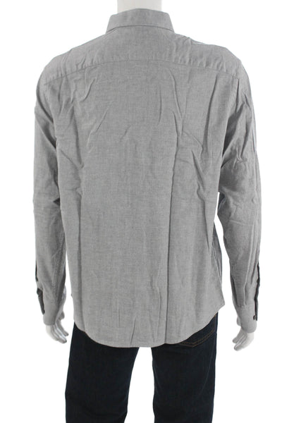 Untuckit Mens Button Front Long Sleeve Collared Pocket Shirt Gray Cotton Large